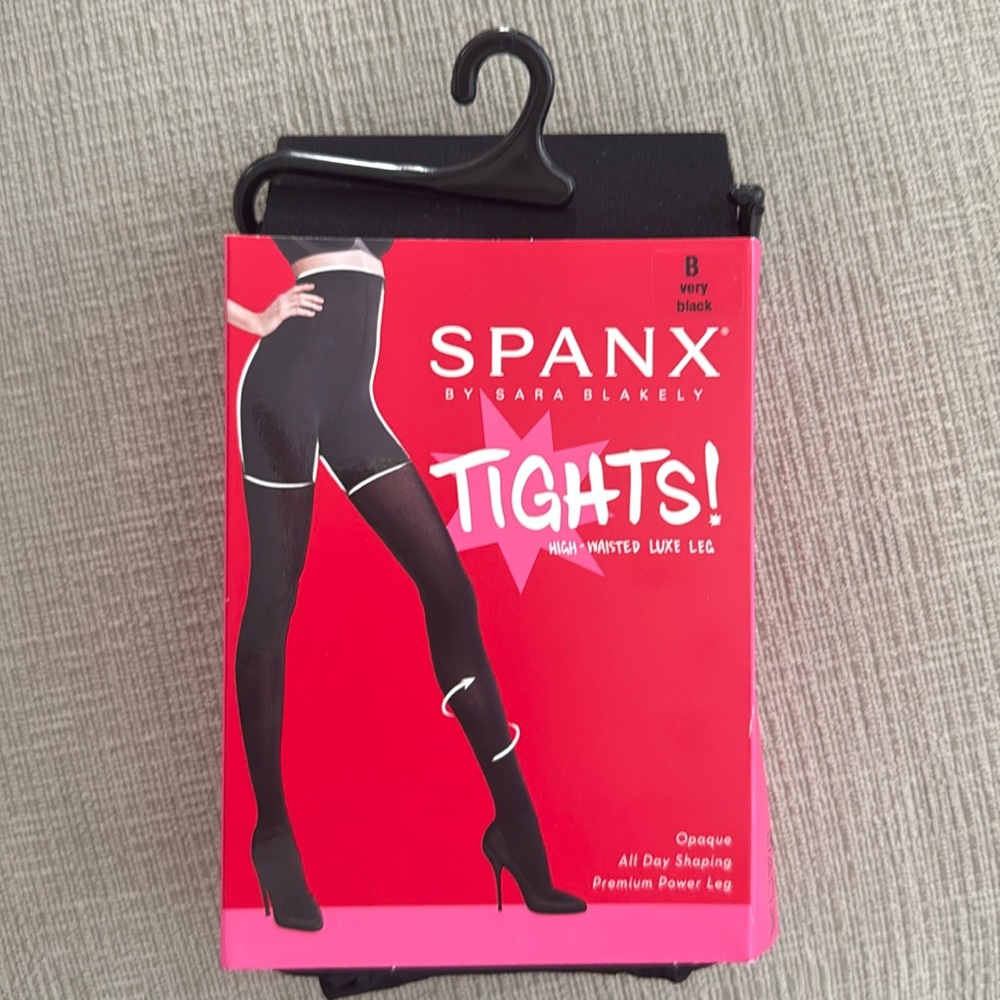 NWT Spanx High-Waisted Luxe Leg Tights, Very Black, Size B